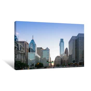 Image of Philadelphia Skyline Downtown in the Evening Canvas Print
