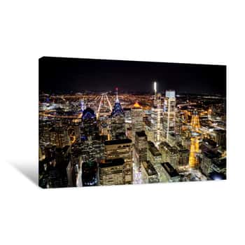 Image of Aerial View Of Center City Philadelphia At Night Canvas Print
