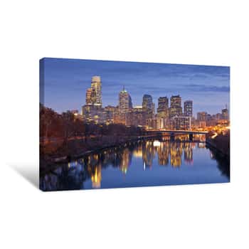 Image of Philadelphia Downtown at Night Canvas Print