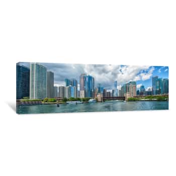 Image of Chicago River and Skyline Canvas Print