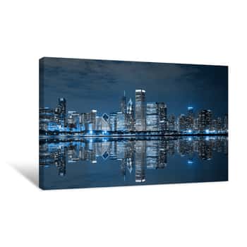 Image of Chicago Downtown At Night Canvas Print