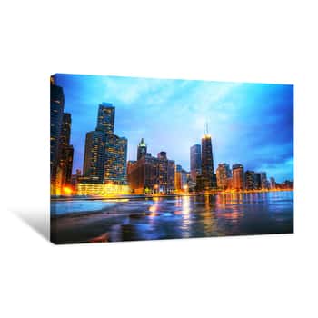 Image of Downtown Chicago, IL At Sunset Canvas Print