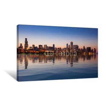Image of Chicago Skyline At Sunset From The Observatory Canvas Print