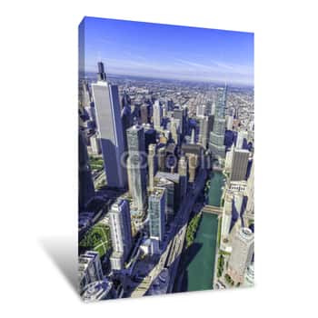 Image of Chicago Skyline Panorama Aerial View Canvas Print