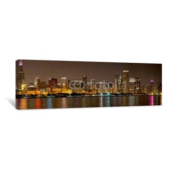 Image of Chicago At Night Time Canvas Print