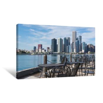 Image of Dining Tables Along The Chicago Pier Canvas Print