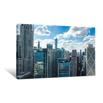 Image of Chicago Skyline Aerial Drone View From Above, City Of Chicago Downtown Canvas Print