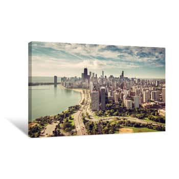 Image of Chicago Skyline Aerial View Canvas Print
