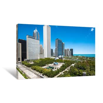 Image of Downtown Chicago Cityscape Of Millenium Park Canvas Print
