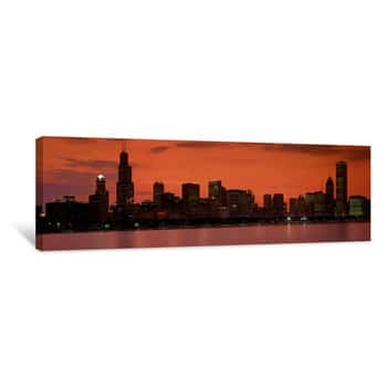 Image of Chicago Skyline, Chicago, Illinois Shows Amazing Architecture In Panoramic Format Canvas Print