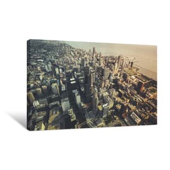 Image of Chicago Downtown- Aerial View With Desaturated Colors Canvas Print