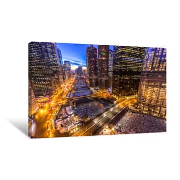 Image of Chicago Downtown Evening Skyline Canvas Print