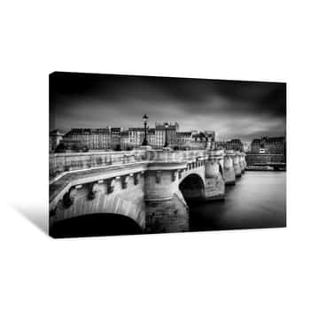 Image of Pont Neuf At Paris In B/W Canvas Print