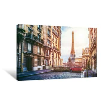 Image of The Eifel Tower In Paris From A Tiny Street Canvas Print