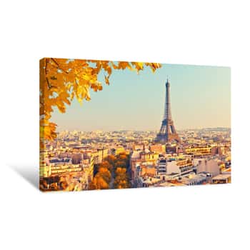 Image of View On Eiffel Tower At Sunset Canvas Print