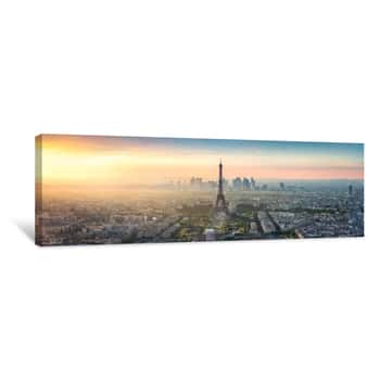 Image of Paris Skyline Panorama Bei Sonnenuntergang Mit Eiffelturm Canvas Print