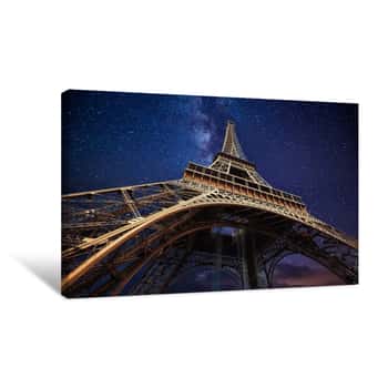Image of The Eiffel Tower At Night In Paris, France Canvas Print