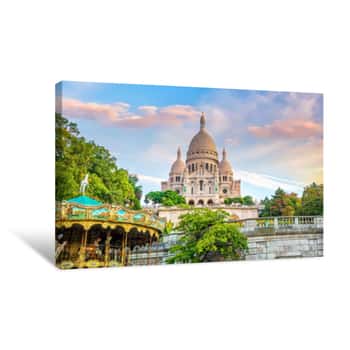 Image of Sacre Coeur Cathedral On Montmartre Hill In Paris Canvas Print