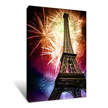 Image of Eiffel With Fireworks Canvas Print