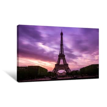 Image of Purple Sunset At Paris Canvas Print