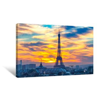 Image of Paris  Aerial City View At Sunset Canvas Print