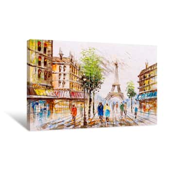 Image of Oil Painting - Street View Of Paris Canvas Print