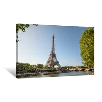 Image of Beautiful View Of Famous Eiffel Tower In Paris, France  Paris Best Destinations In Europe Canvas Print