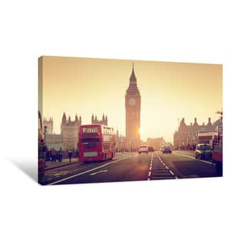 Image of Westminster Bridge At Sunset, London, UK Canvas Print