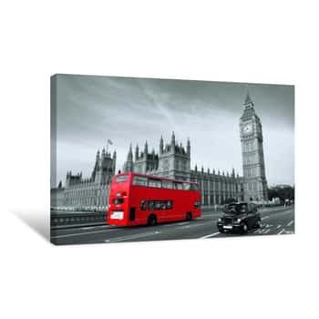 Image of Bus In London Canvas Print