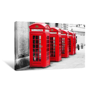 Image of Telefonzellen In London Im Color-Key-Verfahren Canvas Print