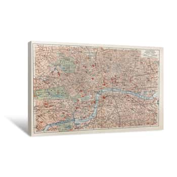 Image of Vintage Map Of London Canvas Print