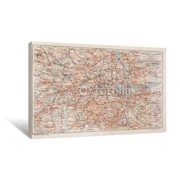 Image of Vintage Map Of London And Surroundings Canvas Print
