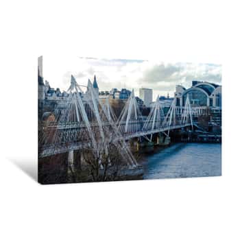Image of Hungerford And Golden Jubilee Bridges On The River Thames In London Canvas Print