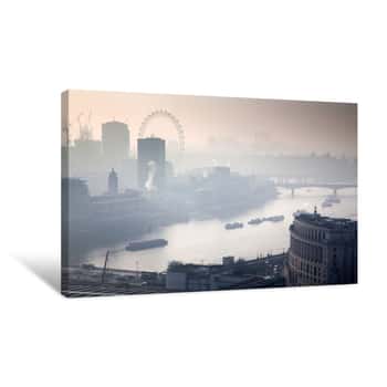 Image of Rooftop View Over London On A Foggy Day From St Paul\'s Cathedral, UK Canvas Print