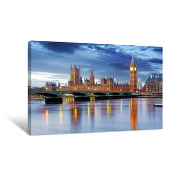 Image of London - Big Ben And Houses Of Parliament, UK Canvas Print