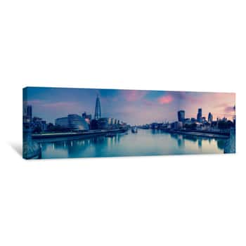 Image of Panoramic View On London And Thames At Twilight, From Tower Brid Canvas Print