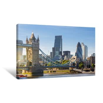 Image of Financial District Of London And The Tower Bridge Canvas Print