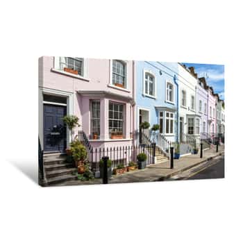 Image of London Street Of Terraced Houses Without Parked Cars Canvas Print