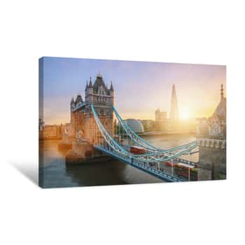 Image of Sunset At The Tower Bridge In London, The UK Canvas Print