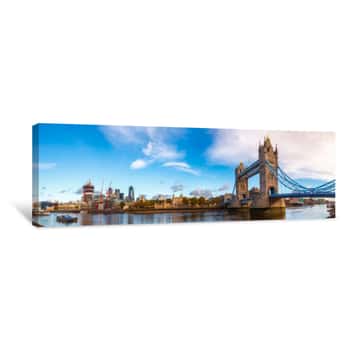 Image of London Cityscape Panorama With River Thames Tower Bridge And Tower Of London In The Morning Light Canvas Print