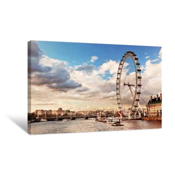 Image of London, England The UK Skyline  The River Thames Canvas Print