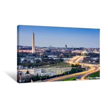 Image of Washington, DC Cityscape With Monuments Canvas Print