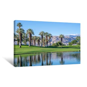 Image of Water Feature On A Golf Course In Palm Desert  Canvas Print