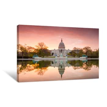 Image of The United States Capitol Building In Washington DC, Sunrise Canvas Print