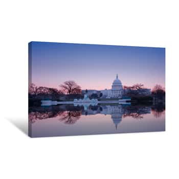 Image of Sunrise Behind The Dome Of The Capitol In DC Canvas Print