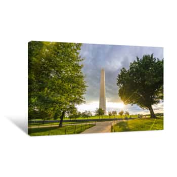 Image of Washington Dc,Washington Monument On Sunset Canvas Print