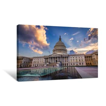 Image of Storm Rising Over United States Capitol Building, Washington DC Canvas Print