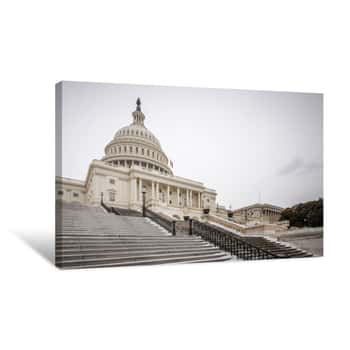 Image of Winter Washington DC: US Capitol At Winter Day Canvas Print