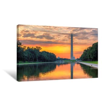 Image of Washington Monument Sunrise From Lincoln Memorial, Washington, DC Canvas Print