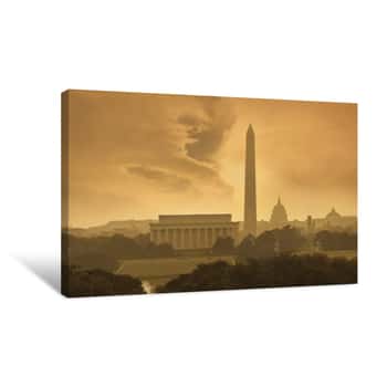 Image of Washington DC Skyline Under Stormy Clouds Canvas Print